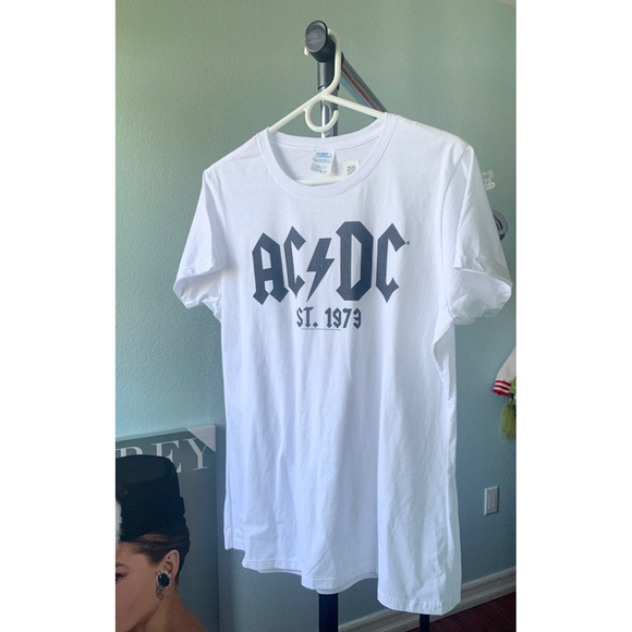 Tops | Acdc White Tshirt | Poshmark